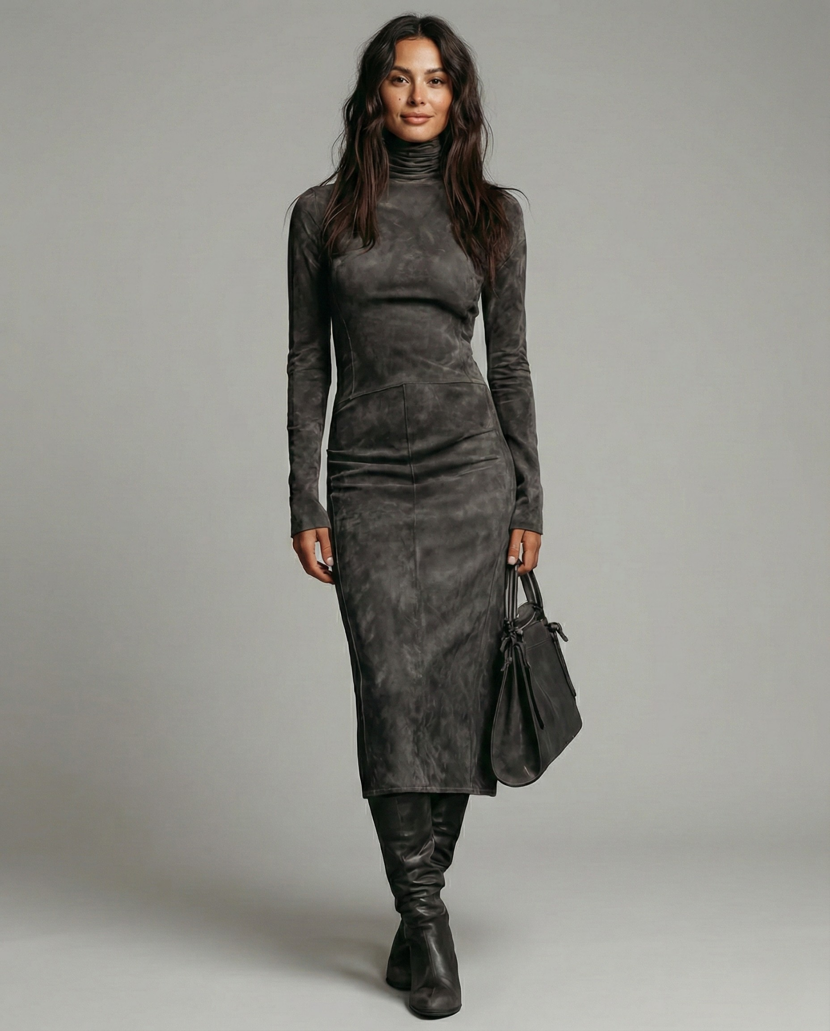Anne | Robe midi chic à col roulé