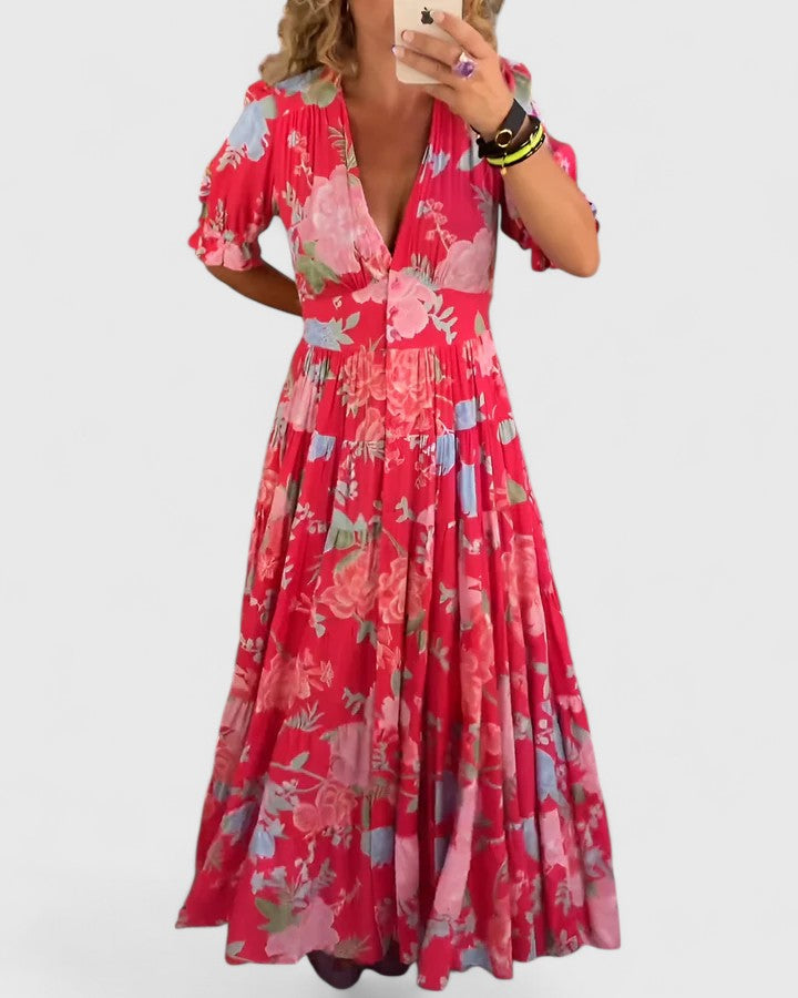 Minelda | Robe Maxi Florale Évasée