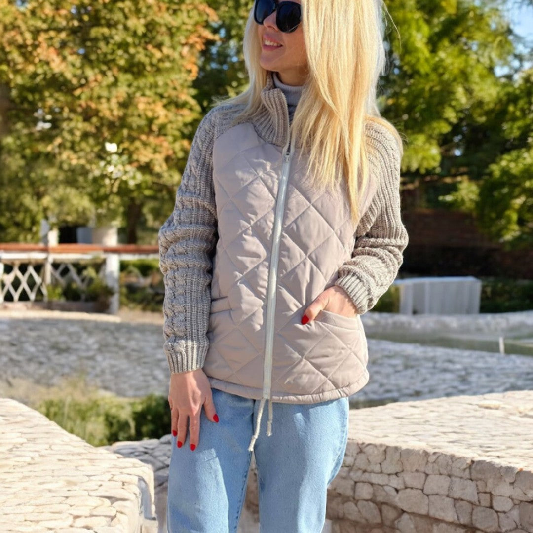 Cléa | Veste chaude à manches tricotées