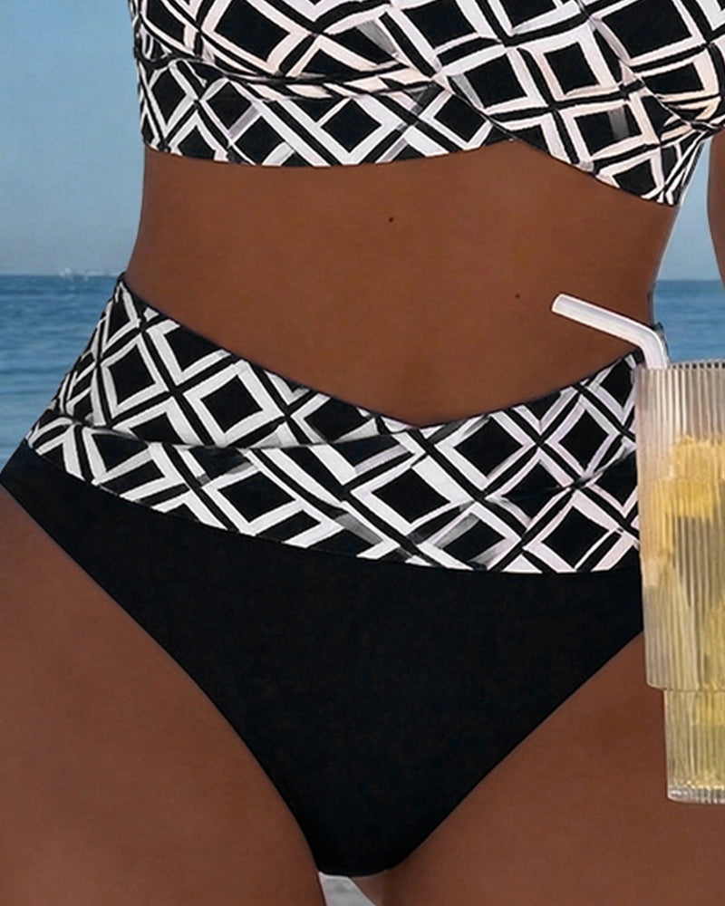 Camille | Maillot de bain croisé à motif diamant