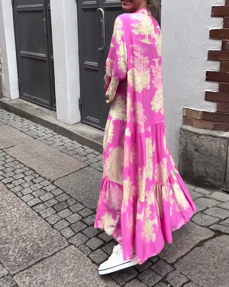 Francesca | Losvallende maxi-jurk met statementprint