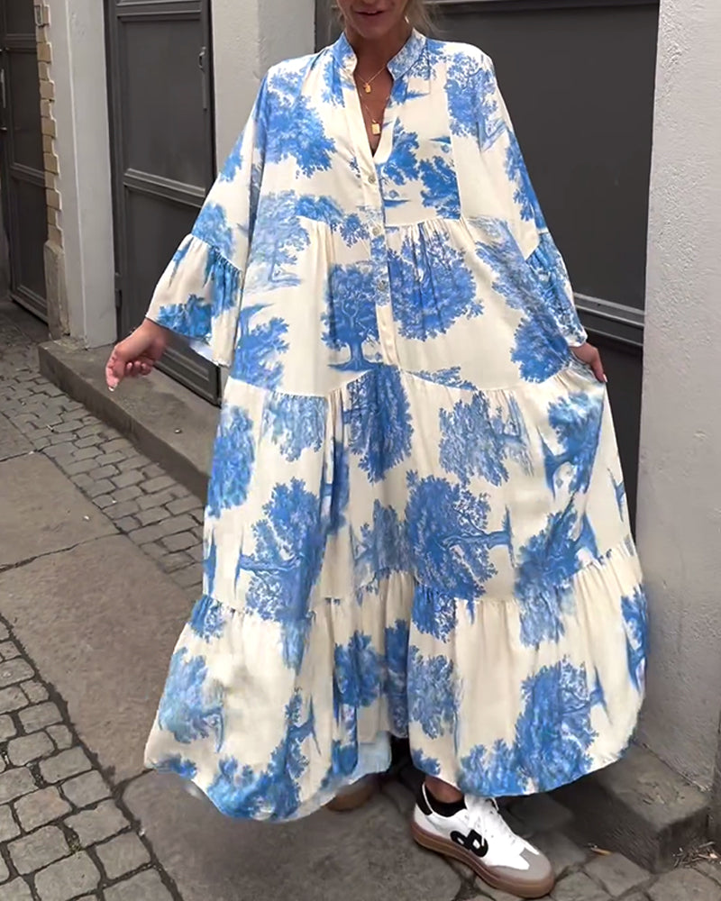 Francesca | Losvallende maxi-jurk met statementprint