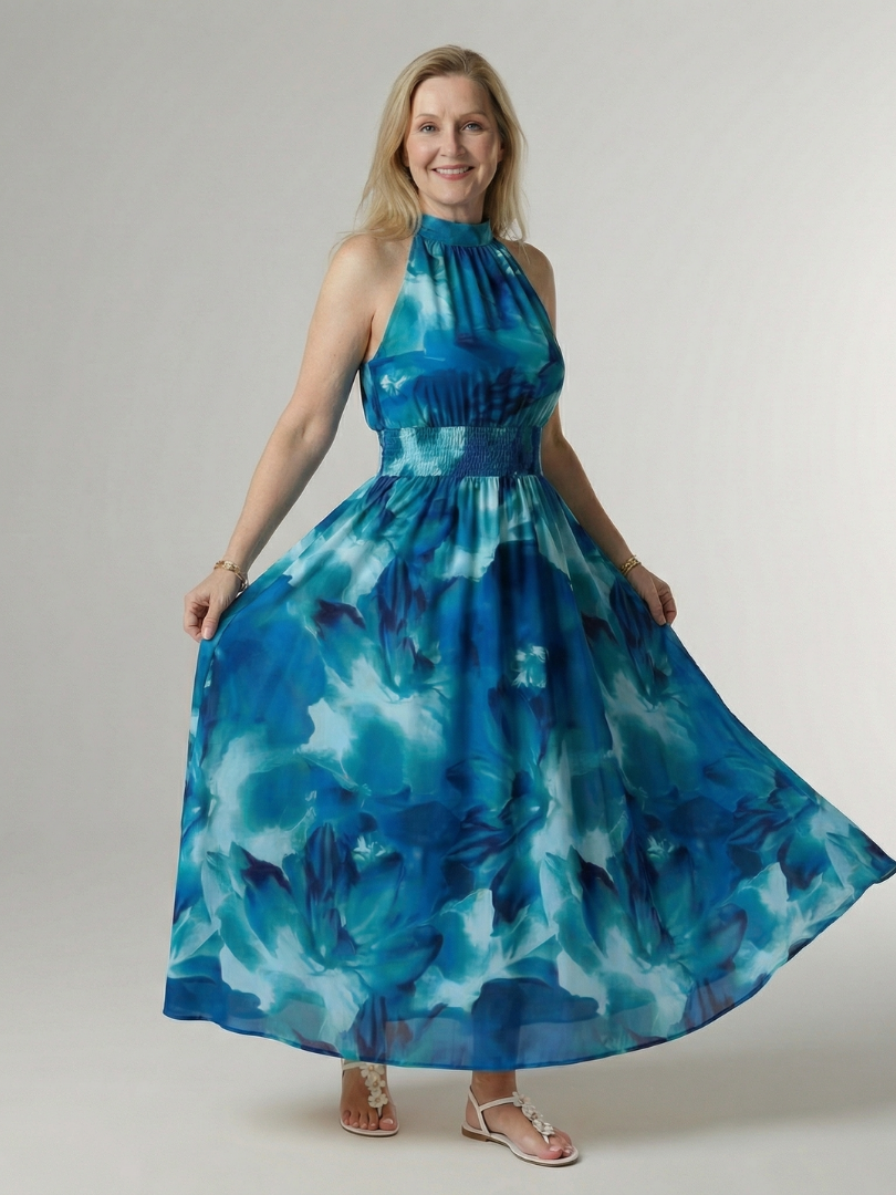Élodie | Robe Midi Halter Élégante