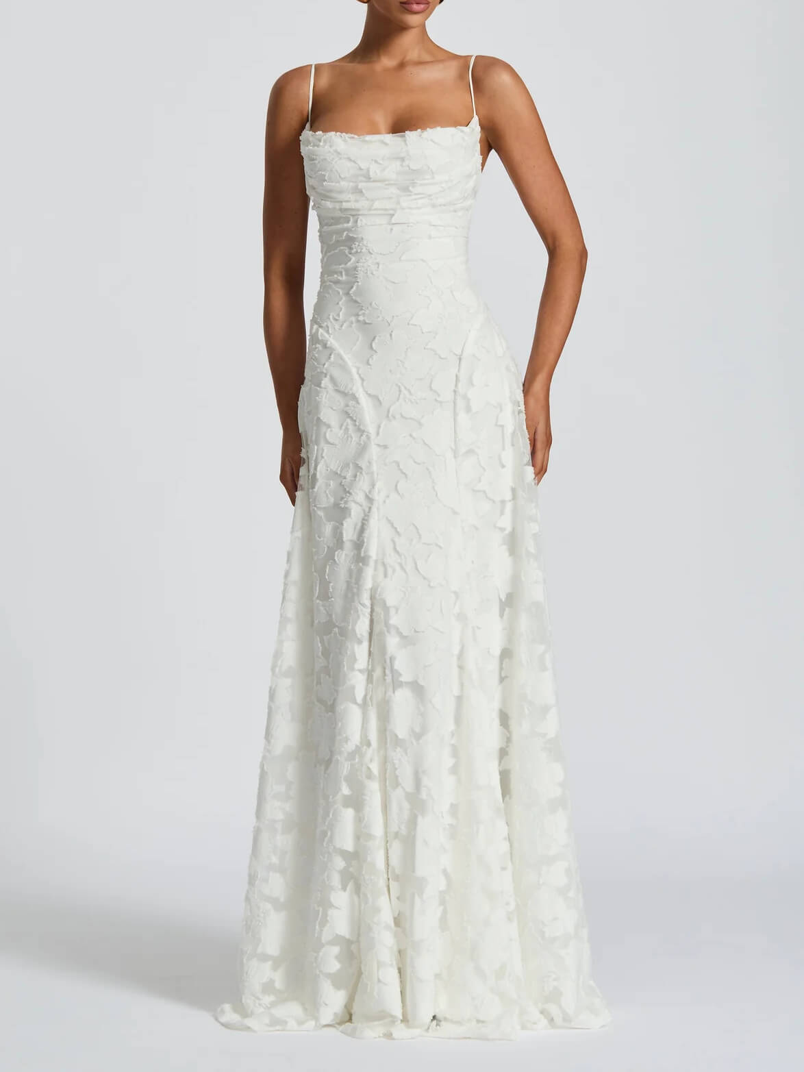Soraya | Robe de soirée luxueuse en jacquard à encolure droite