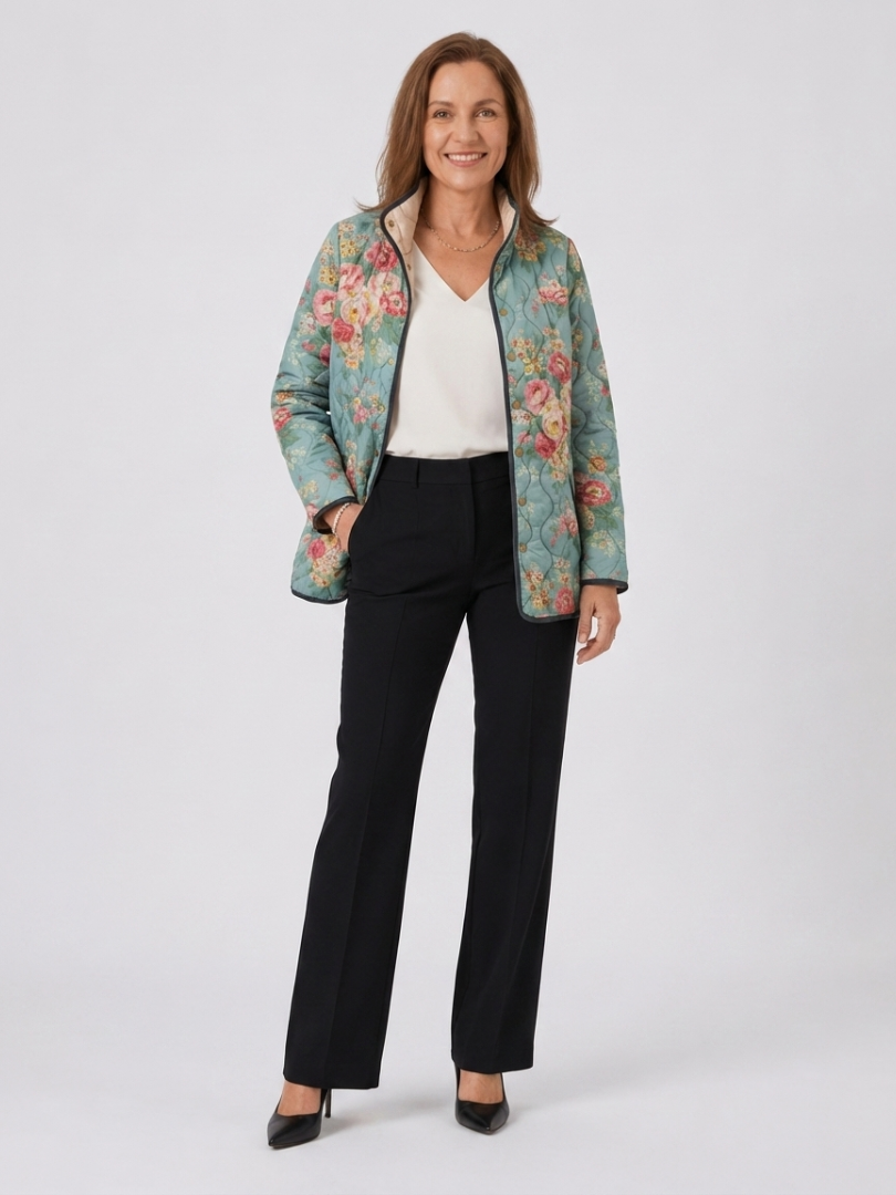 Irène | Veste matelassée roses céladon