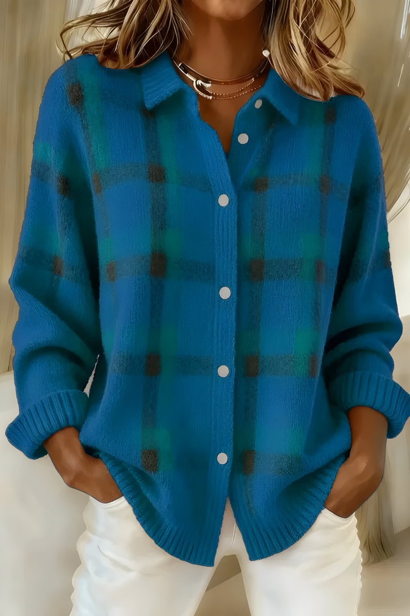Candela | Veste en Tricot à Carreaux