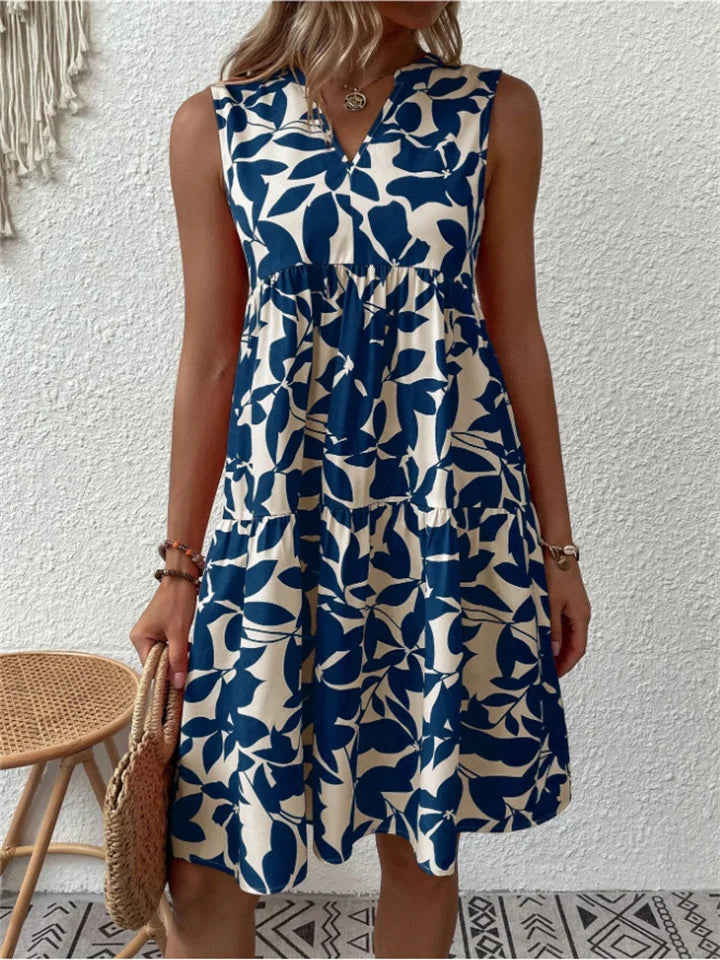 Camille | Robe sans manches à imprimé végétal