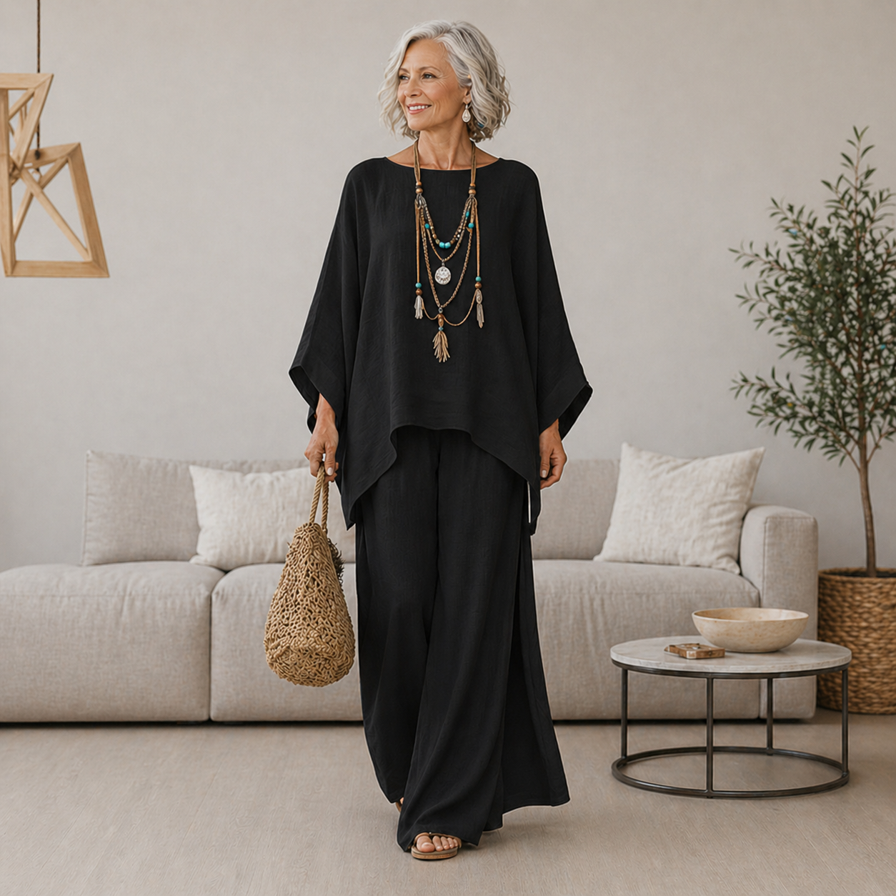 Celeste | Ensemble confort chic à jambes larges