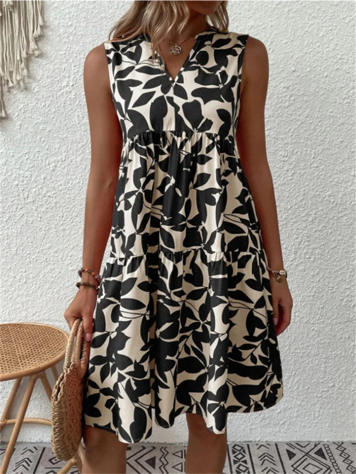 Camille | Robe sans manches à imprimé végétal