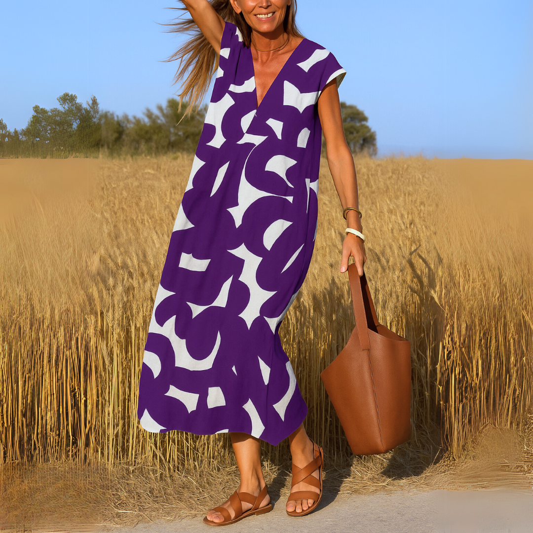 Valérie | Robe à col en V coupe évasée