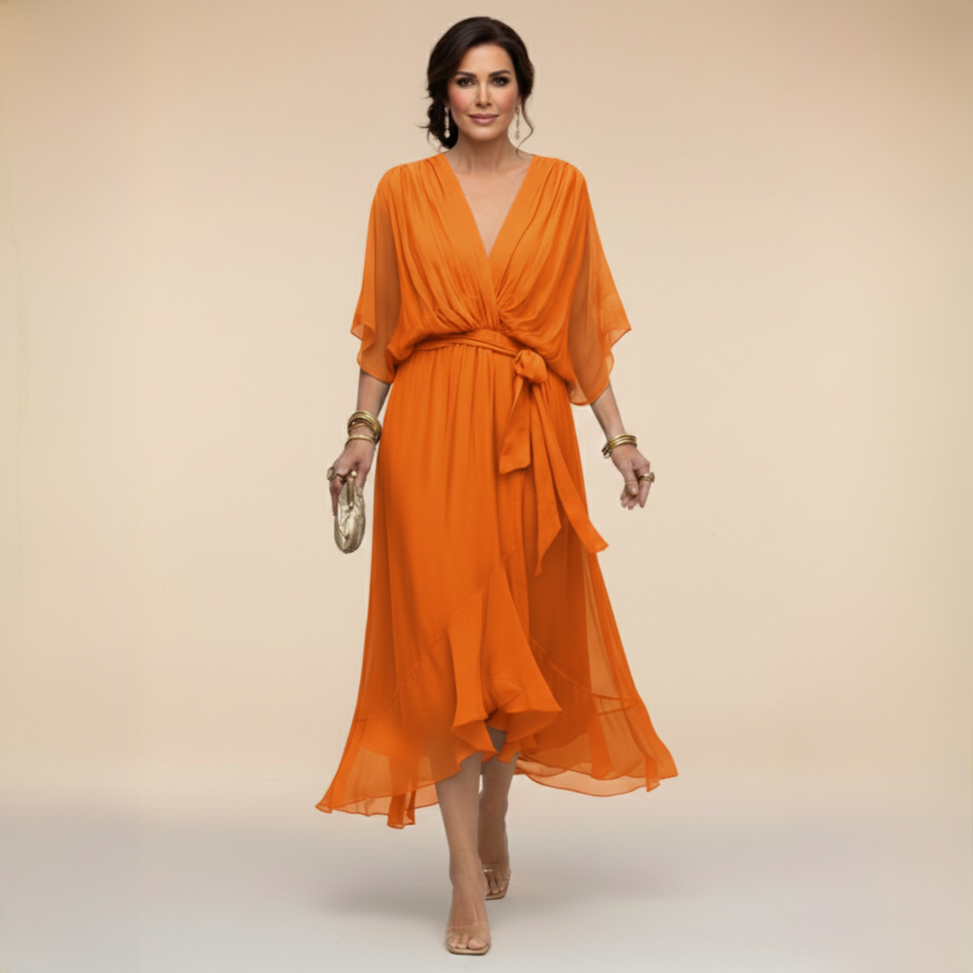 Valérie | Robe midi fluide cache-cœur