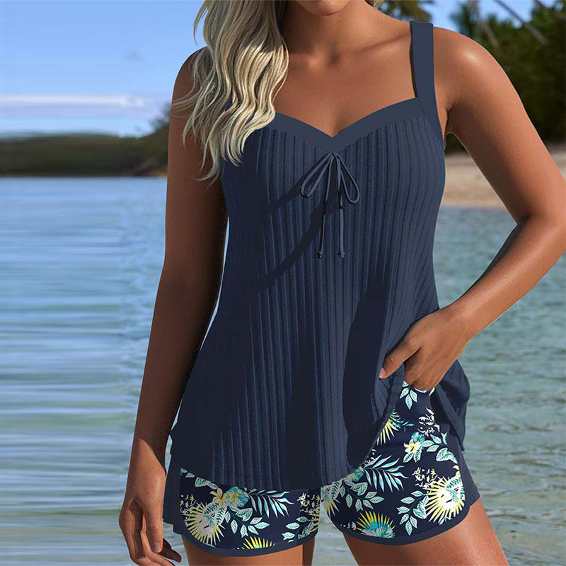 Mirelle | Tankini côtelé avec short imprimé