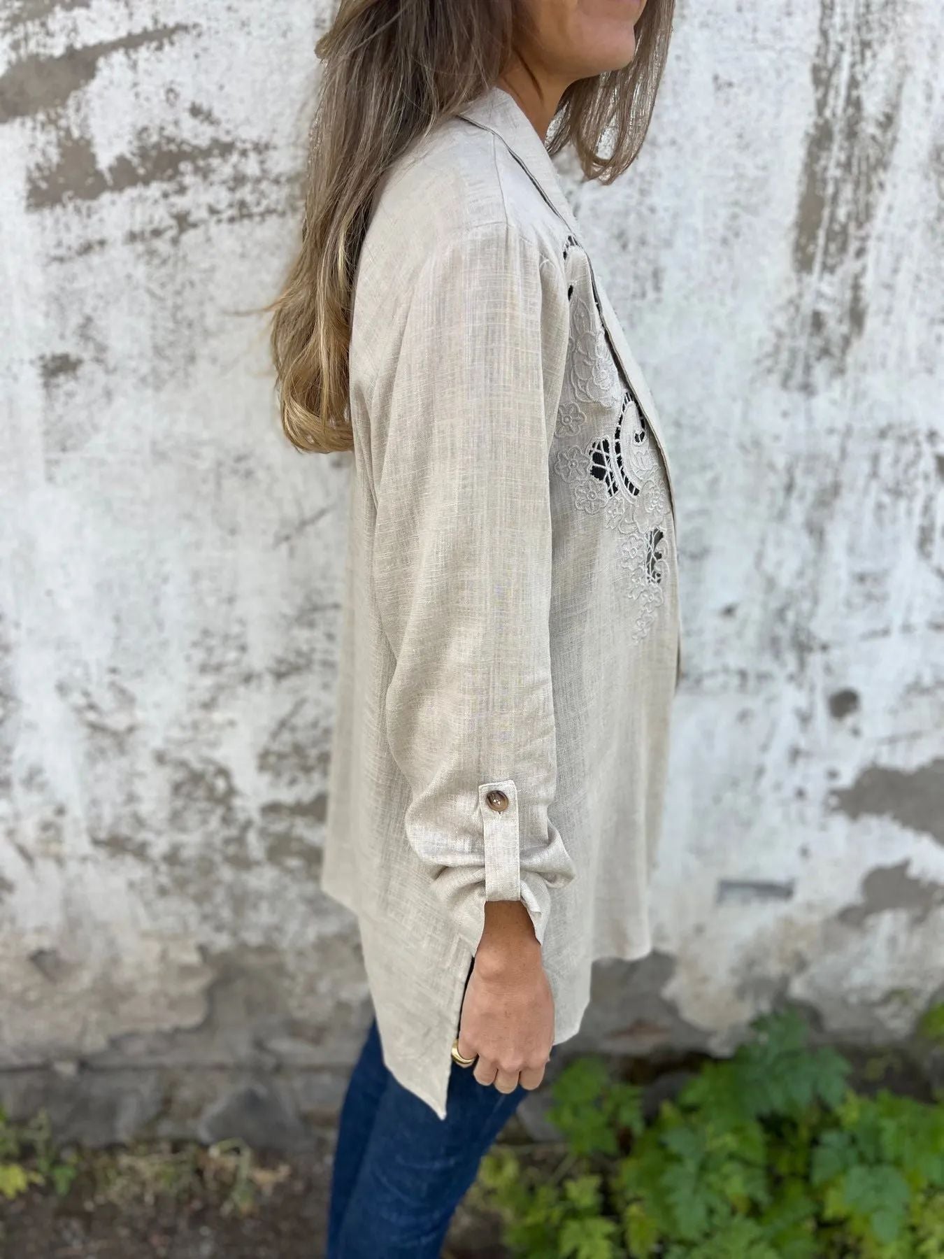 Thalia | Zomerse blazer met kantaccenten