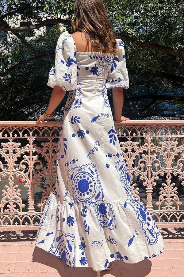 Isabel | Maxi-jurk met artistieke zomerprints
