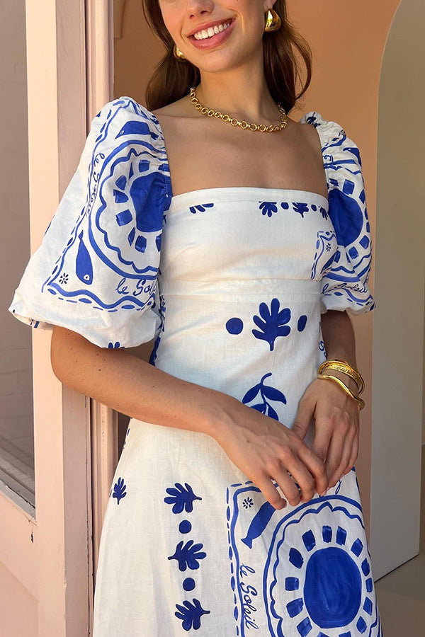 Isabel | Maxi-jurk met artistieke zomerprints