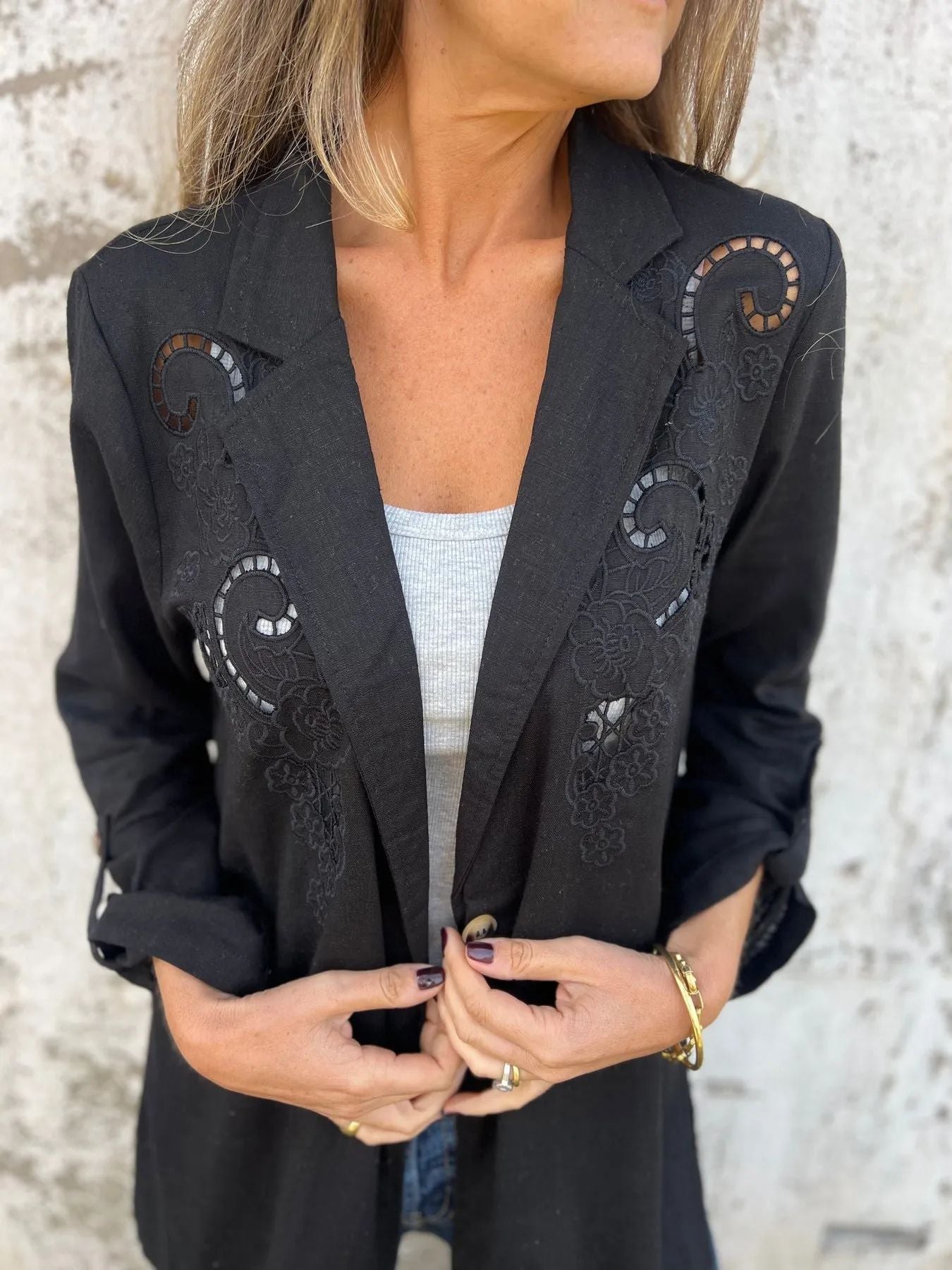 Thalia | Zomerse blazer met kantaccenten