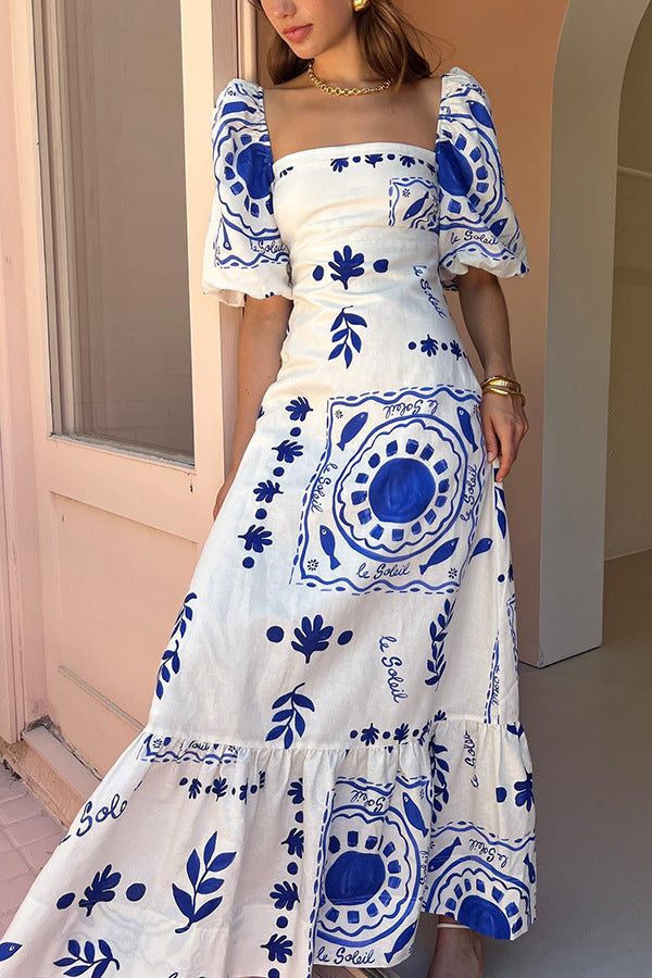 Isabel | Maxi-jurk met artistieke zomerprints