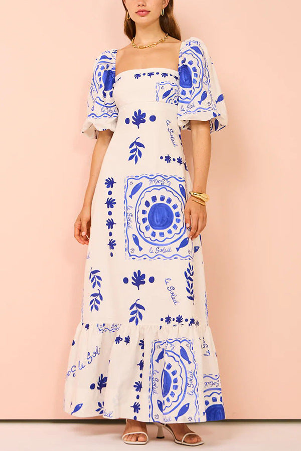 Isabel | Maxi-jurk met artistieke zomerprints