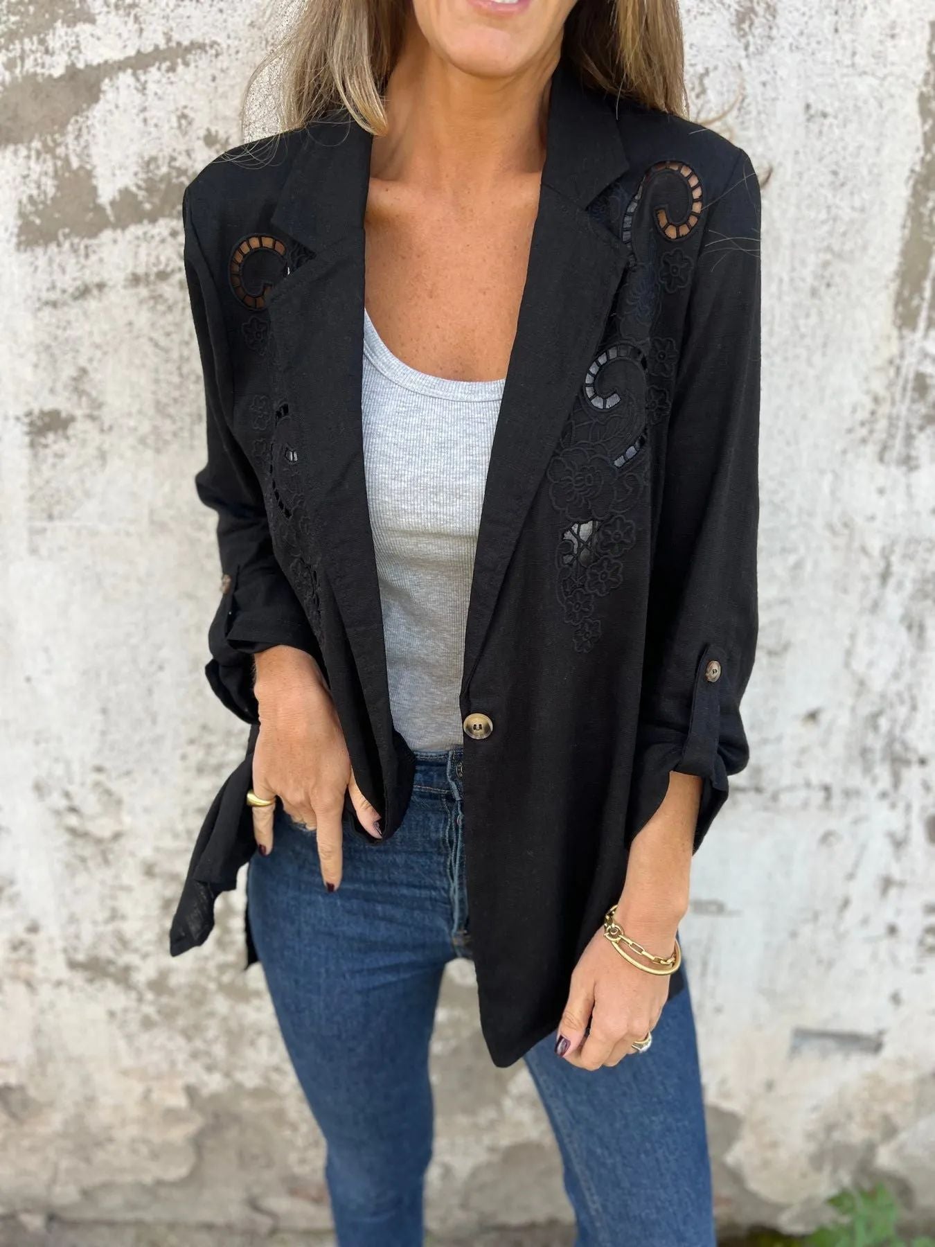 Thalia | Zomerse blazer met kantaccenten
