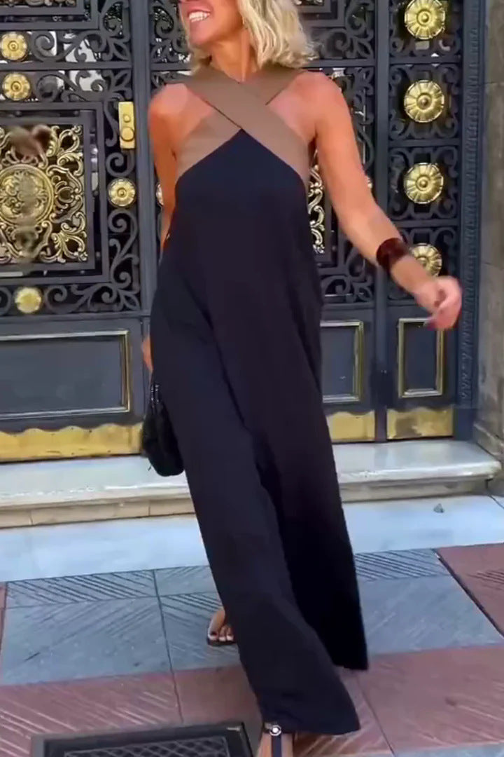 Liane | Wijde jumpsuit met chique gekruiste schouderband