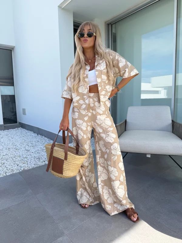Luz | Ensemble fleuri deux pièces avec pantalon large