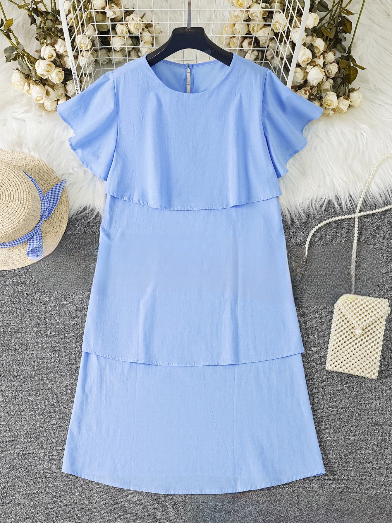 Cécile | Zomerse linnen midi-jurk met volantdetails