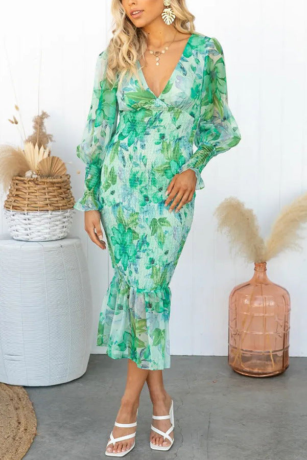 Naïa | Midi-jurk met bloemenprint