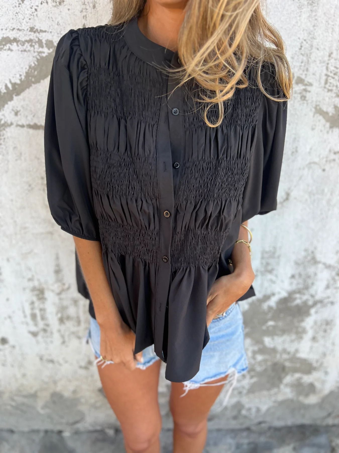 Selin | Elegante blouse met pofmouw