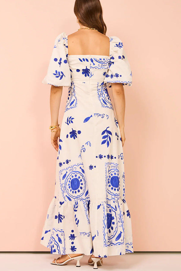 Isabel | Maxi-jurk met artistieke zomerprints