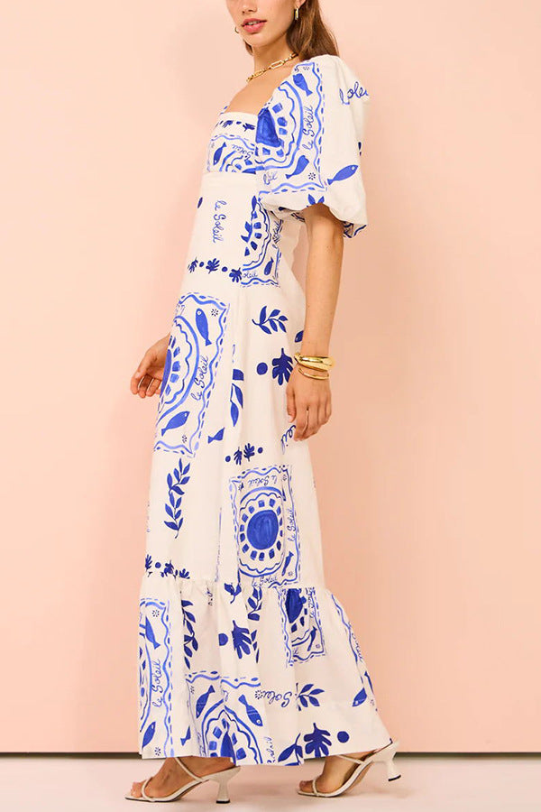 Isabel | Maxi-jurk met artistieke zomerprints