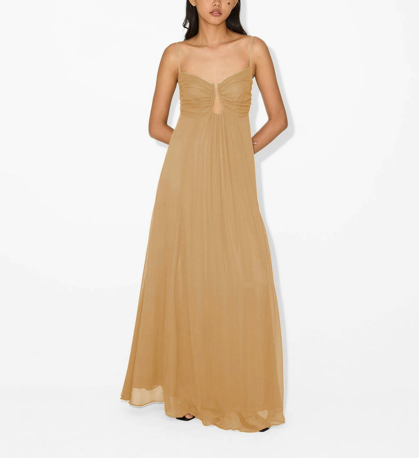 Alina | Vrouwelijke maxi-jurk met open frontdetail