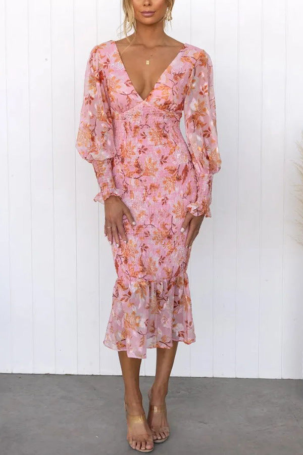 Naïa | Midi-jurk met bloemenprint
