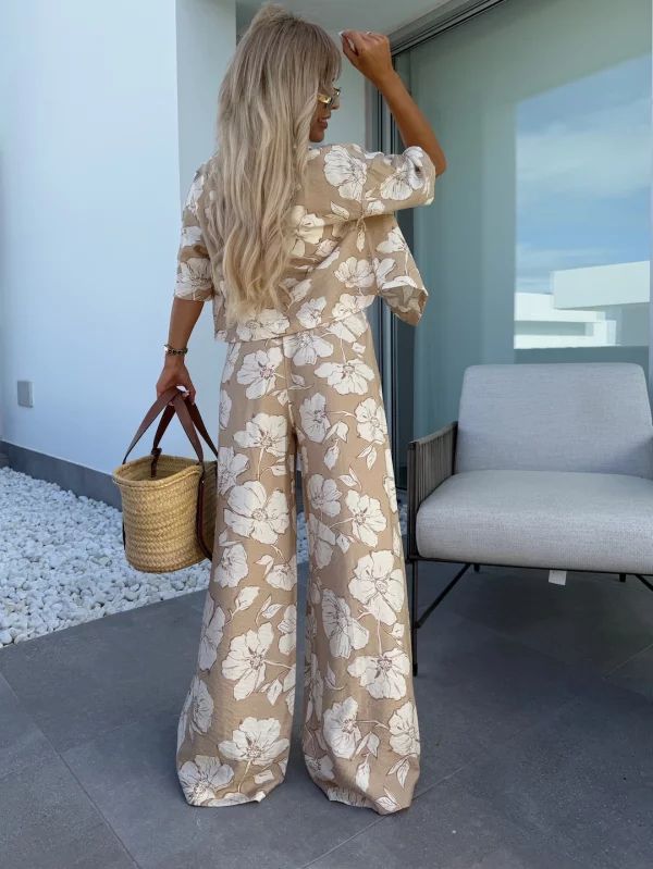 Luz | Tweedelige bloemen set met wijde broek