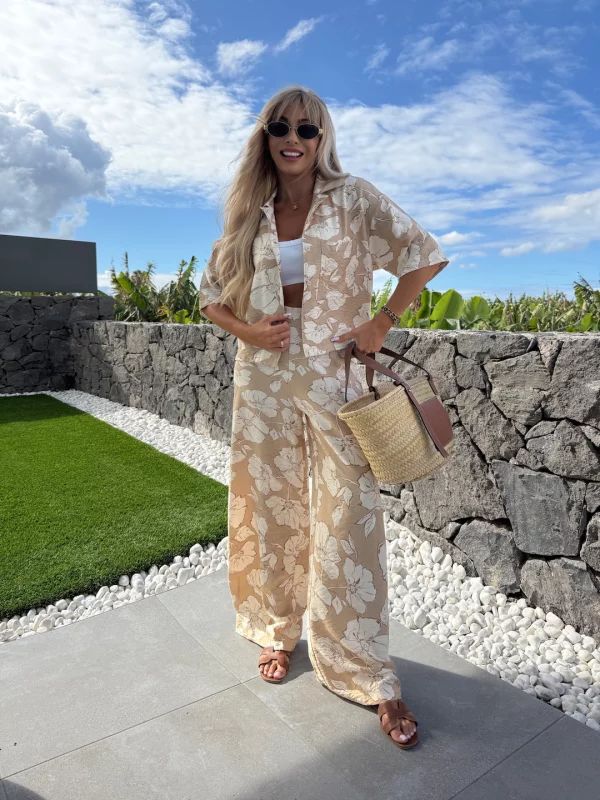 Luz | Ensemble fleuri deux pièces avec pantalon large