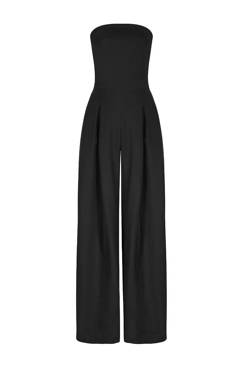 Léa | Strapless jumpsuit met wijde pijpen
