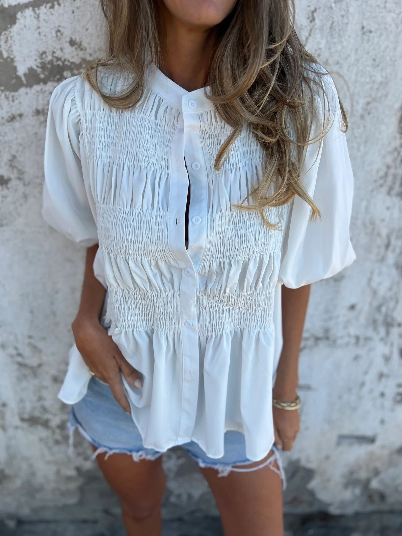 Selin | Elegante blouse met pofmouw