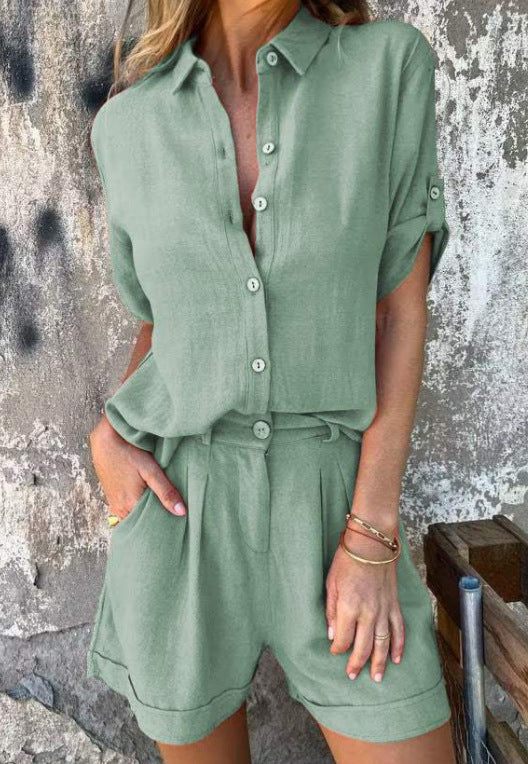 Mila | Ensemble en lin avec short et chemise ample