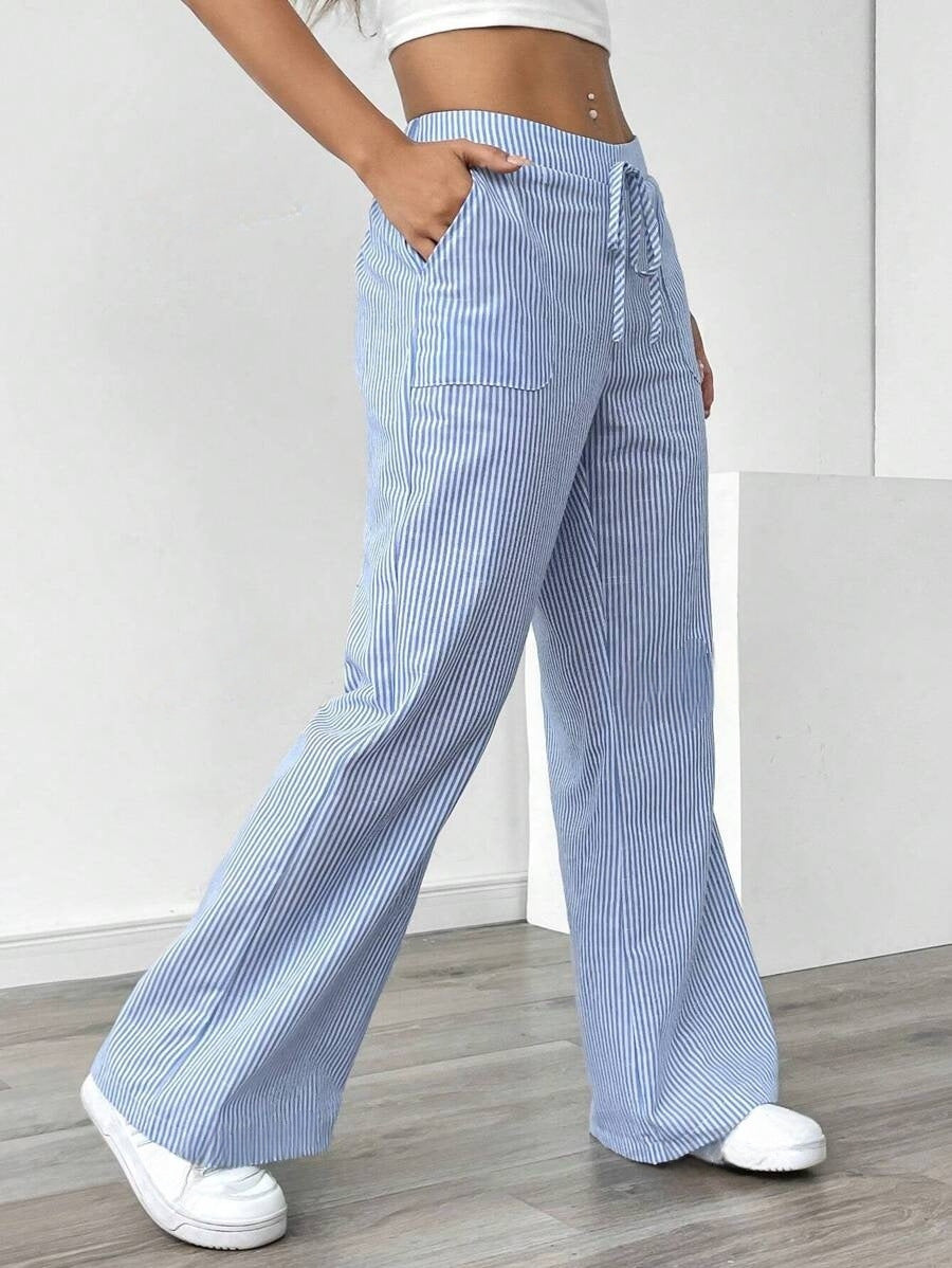 Nola | Gestreepte wide leg broek