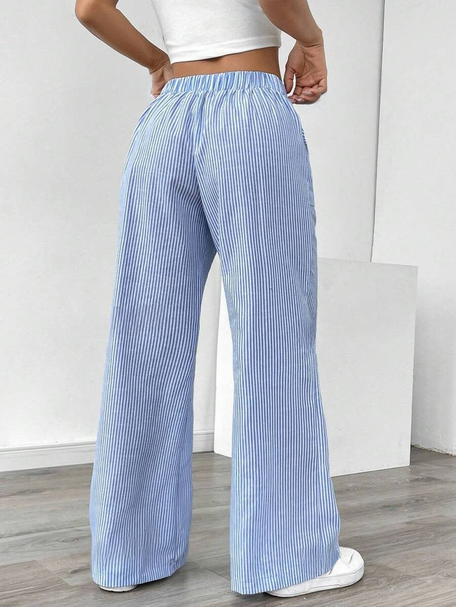 Nola | Gestreepte wide leg broek