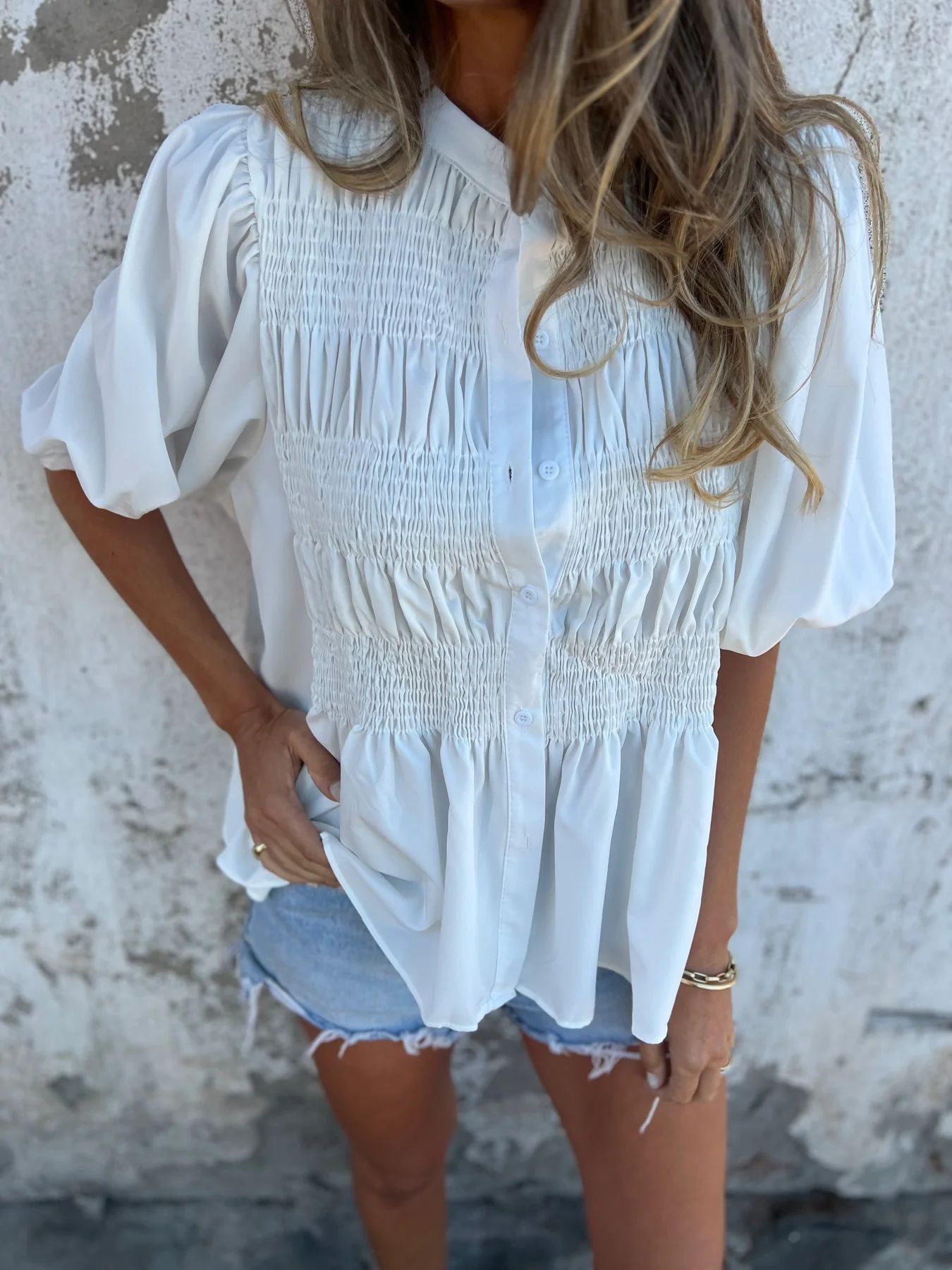 Selin | Elegante blouse met pofmouw