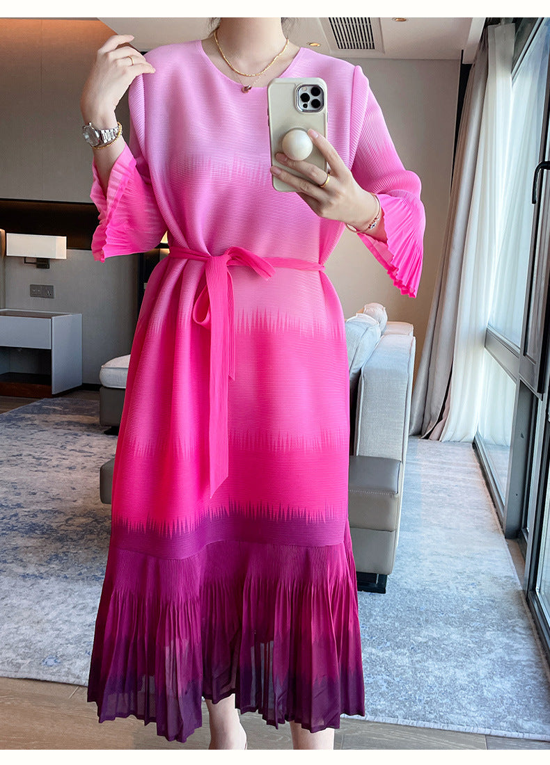 Nahla | Robe midi plissée à effet ombré subtil