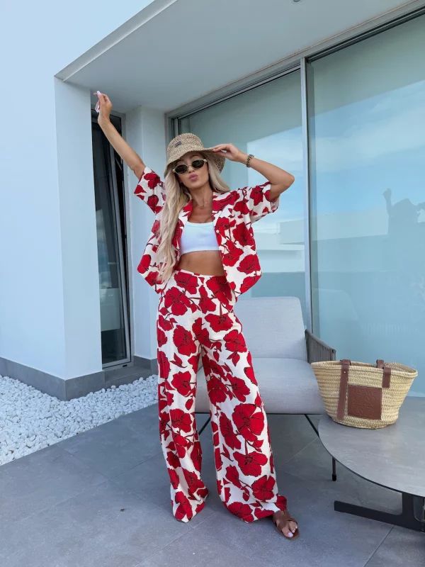 Luz | Tweedelige bloemen set met wijde broek