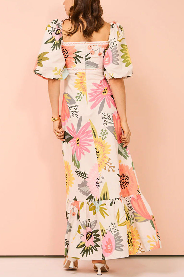 Isabel | Maxi-jurk met artistieke zomerprints