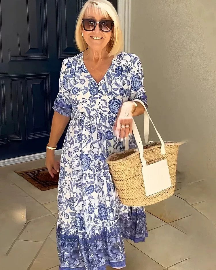 Estelle | Luchtige midijurk met bloemenprint