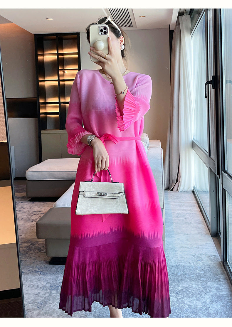 Nahla | Plissé midijurk met subtiele ombre-effect
