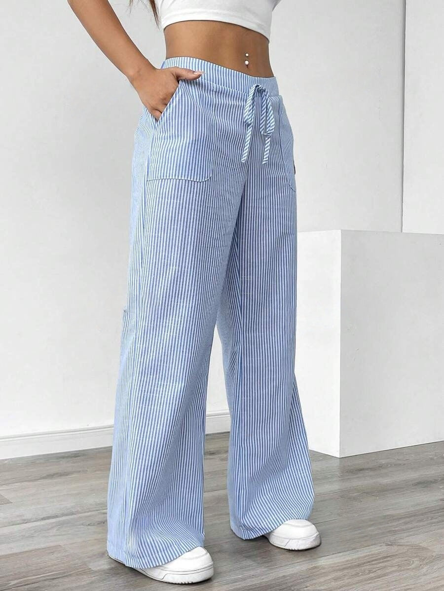 Nola | Gestreepte wide leg broek