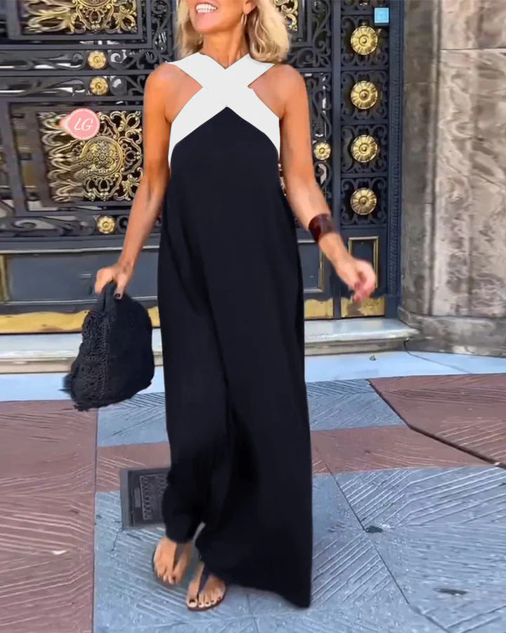 Liane | Wijde jumpsuit met chique gekruiste schouderband