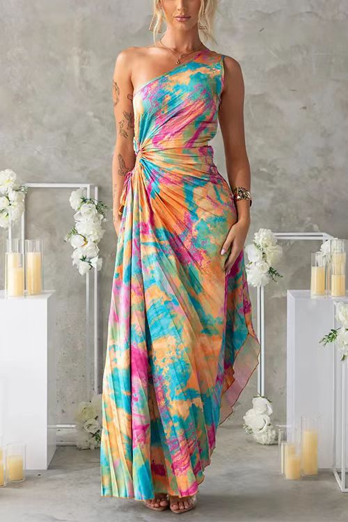 Amira | Robe longue asymétrique à imprimé