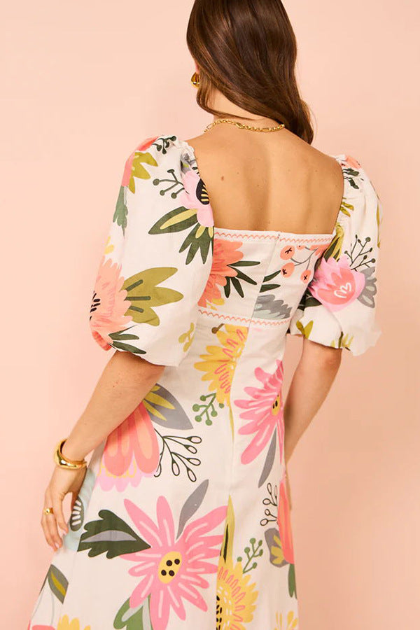 Isabel | Maxi-jurk met artistieke zomerprints