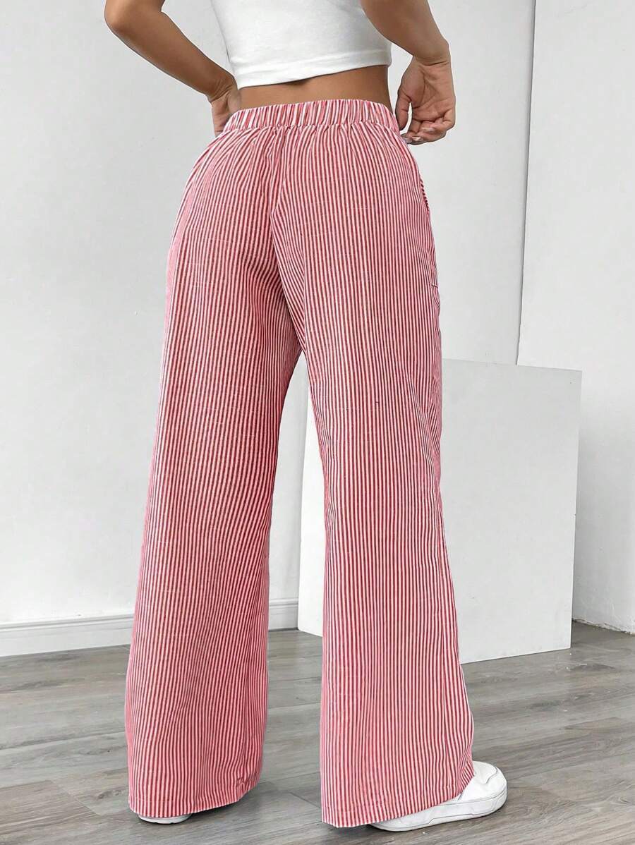 Nola | Gestreepte wide leg broek